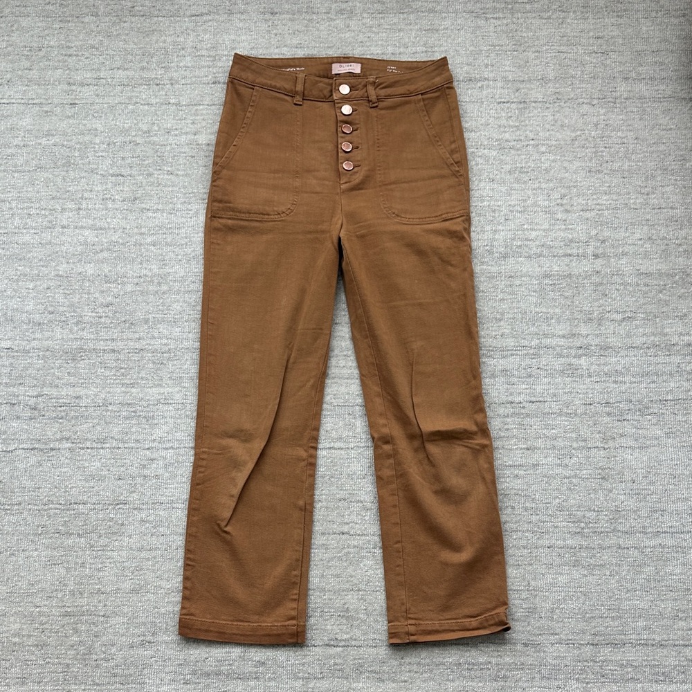 DL1961 Marianna Hewitt Jerry High-Rise Straight Pants in Caramel
